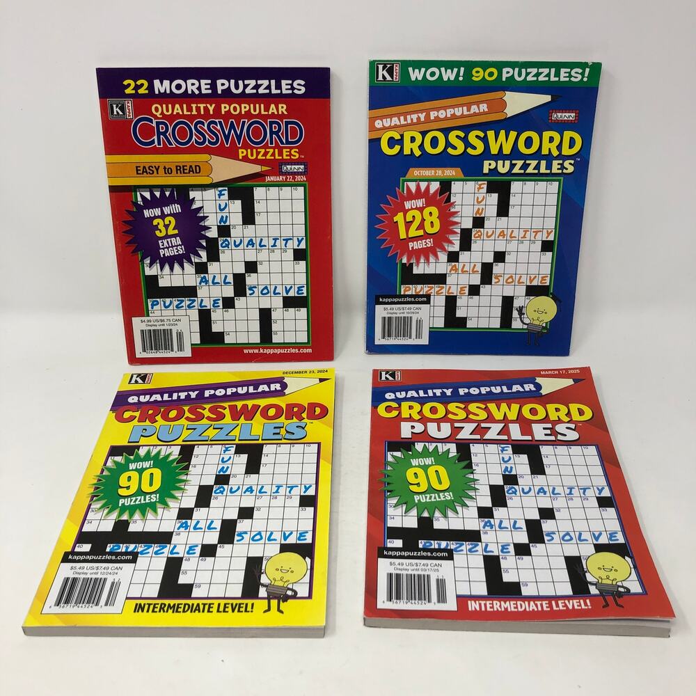 Lot of 4 Quality Popular Bonus Crossword Puzzle Books 2024-2025